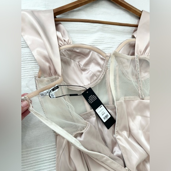 Fashion Nova Unapologetic Satin Gown in Champagne - Picture 15 of 16